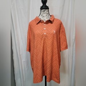 William Murray Golf Orange Polo Shirt with Pattern